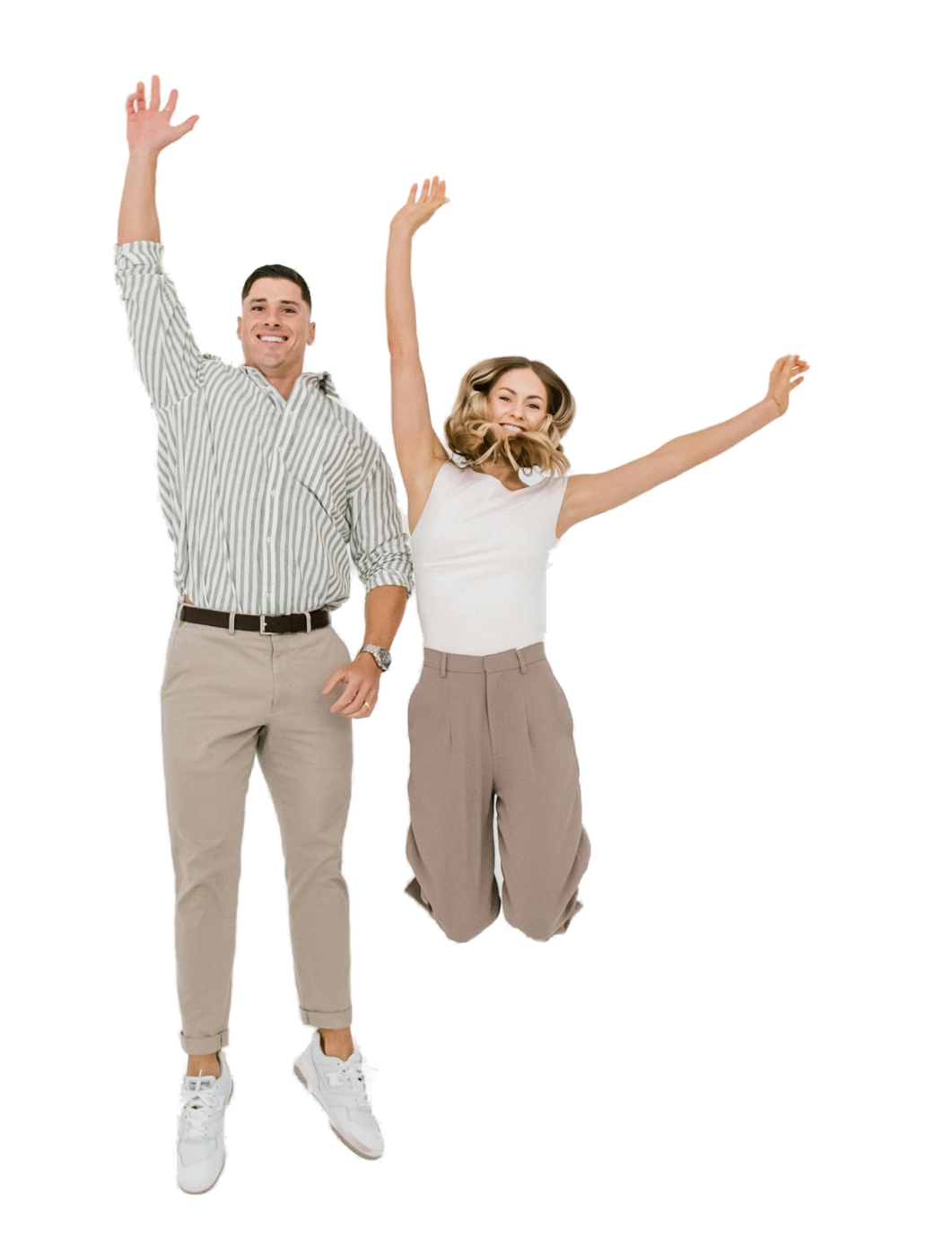 Two New Wave team members mid-jump
